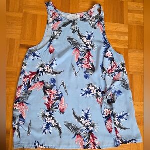 Floral Print Light Blue Sleeveless Tank Top